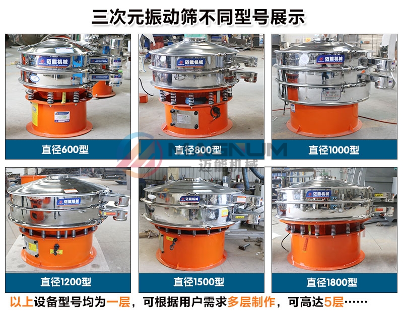 磷酸一二鈣顆粒不銹鋼圓形振動篩不同型號展示